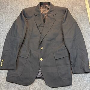 Alexander Shields Men 40S Black 100% Wool Blazer Sport Coat Jacket Suit Tailored